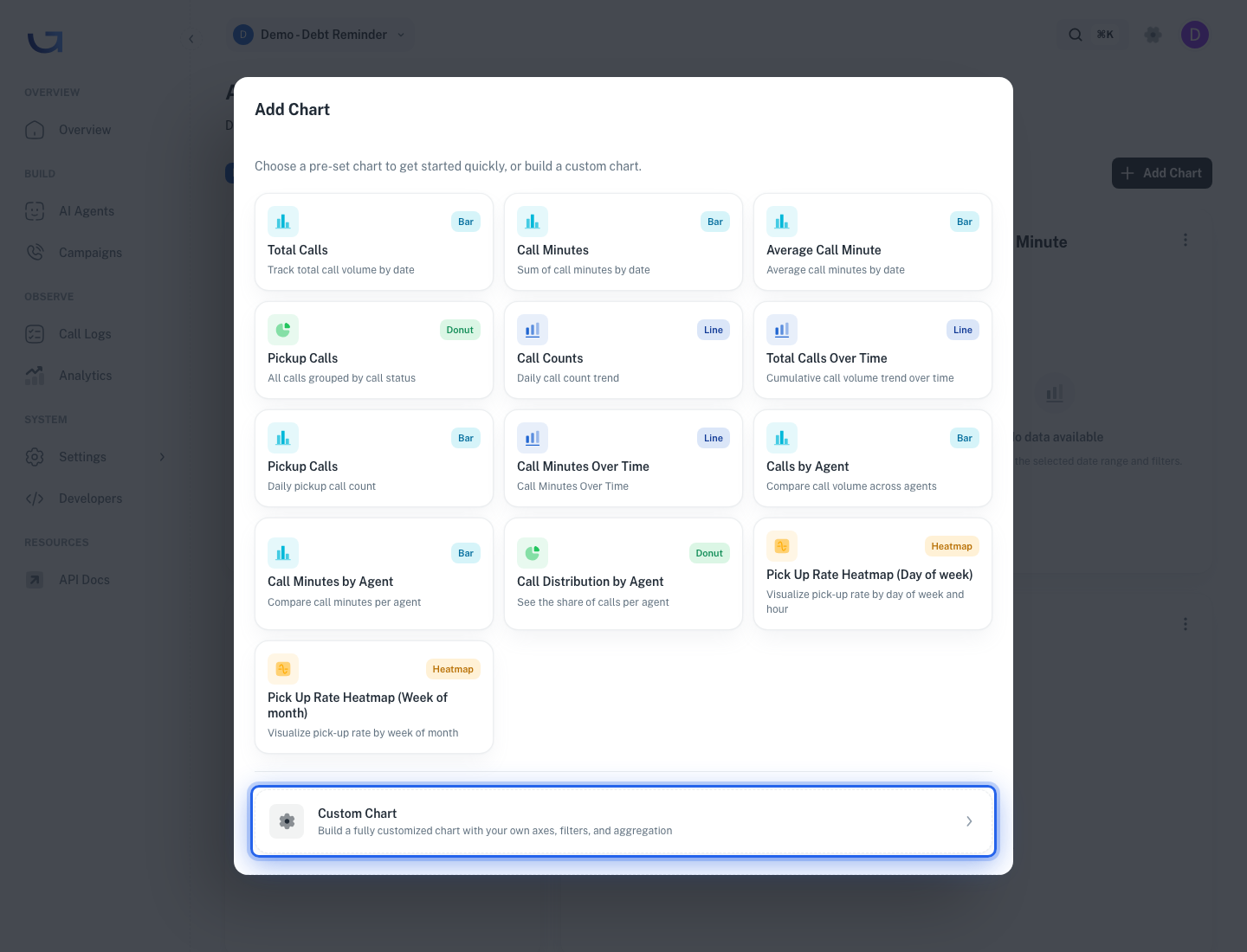 Custom Chart builder with X-axis, Y-axis, Group By